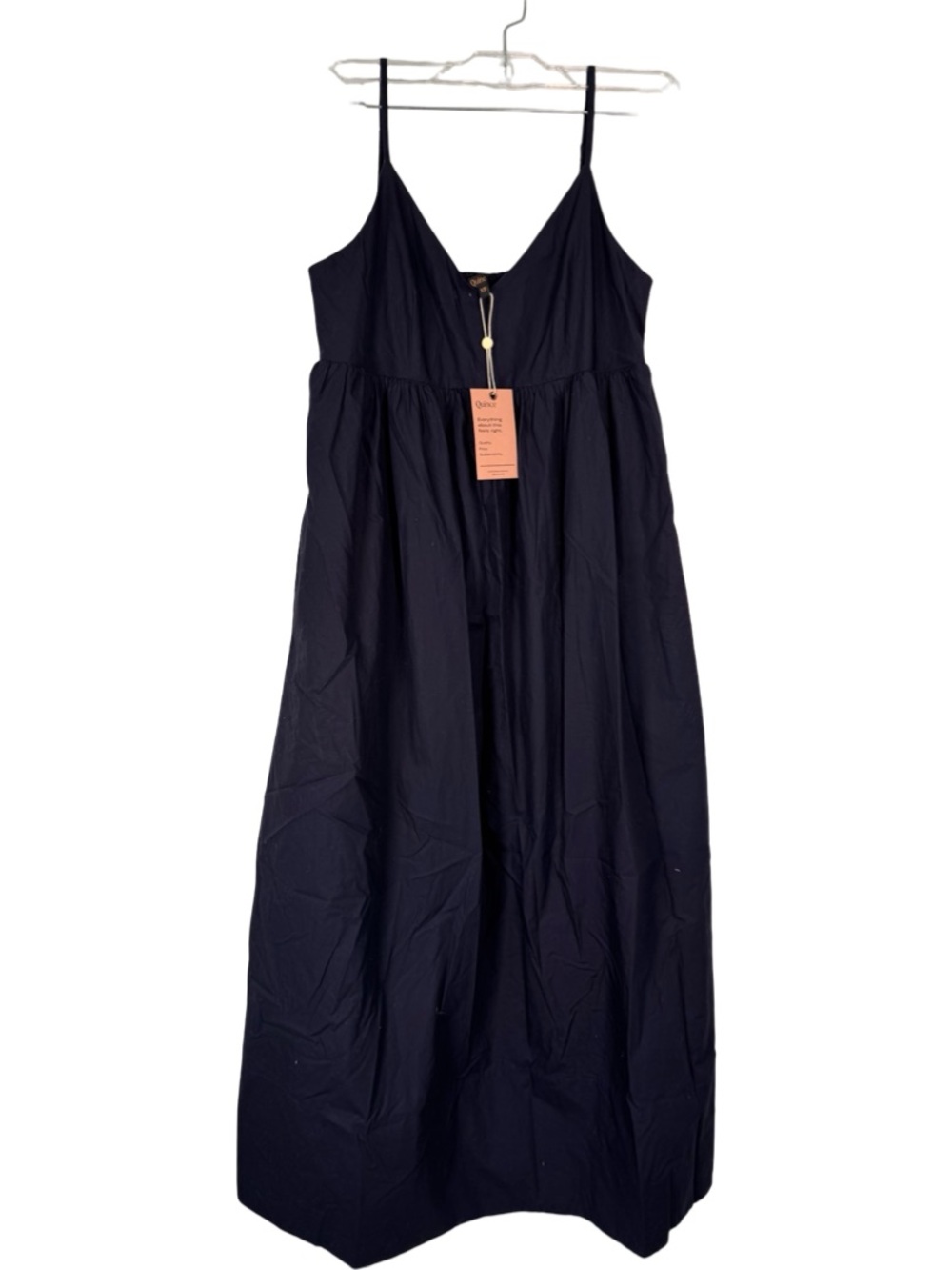 Quince Organic Cotton Poplin Midi Dress | NWT | XS | Navy Blue
